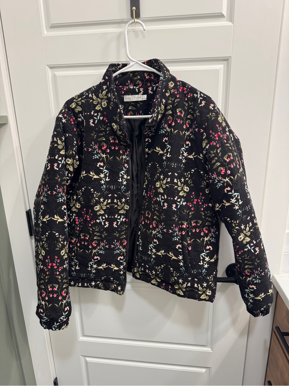 Paper Crane Black Corduory Floral Jacket